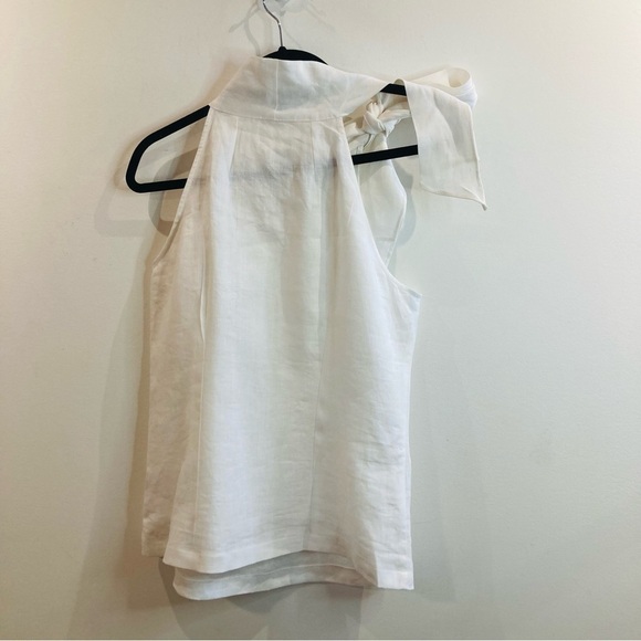 KATHERINE BARCLAY Sz S 100% Linen 3-D Flowers Shoulder Tie Zipper Closure Blouse - Picture 5 of 8